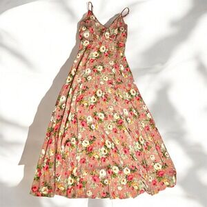 Lulus‎ Everlasting Bliss Blush Floral Print Side Slit Maxi Dress XS